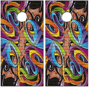 Graffitti Art Custom Wraps for Cornhole Boards Skin Vinyl Decal For Game JO1330 - Picture 1 of 12