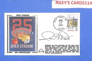 Ron Hunt Firmado 1989 Primer Día Cubierta 25 Aniversario Shea Stadium - Imagen 1 de 2