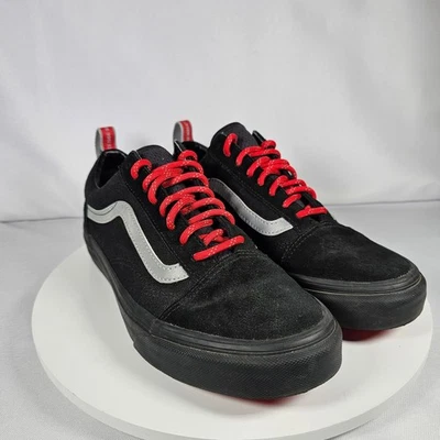 Vans Old Skool Off The Wall Black Suede Canvas Sneakers Red Bottom Women's 8.5 - Image 1 of 4