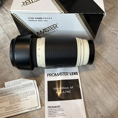 Promaster Spectrum 7 100-400mm F-4.5-6.7  autofocus zoom Lens Original Box - Image 1 of 4