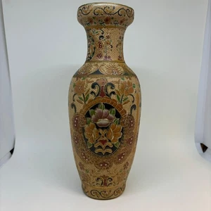 Vintage Japanese Satsuma Style Moriage VASE 10" - Picture 1 of 6