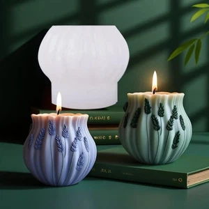 Lavender Relief Candle Silicone Mold Vase Shape Floral Patterned Wax Candles DIY - Picture 1 of 13