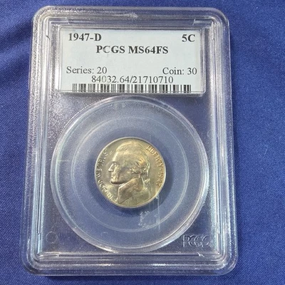 1947-D  Jefferson Nickel 5C  PCGS  MS 64 FS - Image 1 of 4