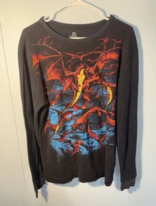 Camiseta térmica manga larga gráfica azul líquido DRAGONS suéter negro talla L - Imagen 1 de 4