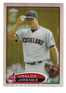 2012 TOPPS CHROME UBALDO JIMENEZ REFRACTOR #65 CLEVELAND INDIANS - Picture 1 of 2
