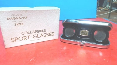 Vintage-Prismáticos Plegables-Plagables-GAFAS DEPORTIVAS-Hechos en Japón 1960-en Caja Foto 1 de 4