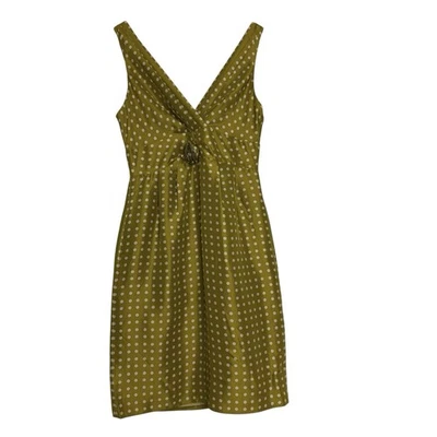 NUEVO CON ETIQUETAS J. Mini Vestido Crew 100% Seda Lunares Funda Verde Chartreuse Talla 4 Cóctel Foto 1 de 4