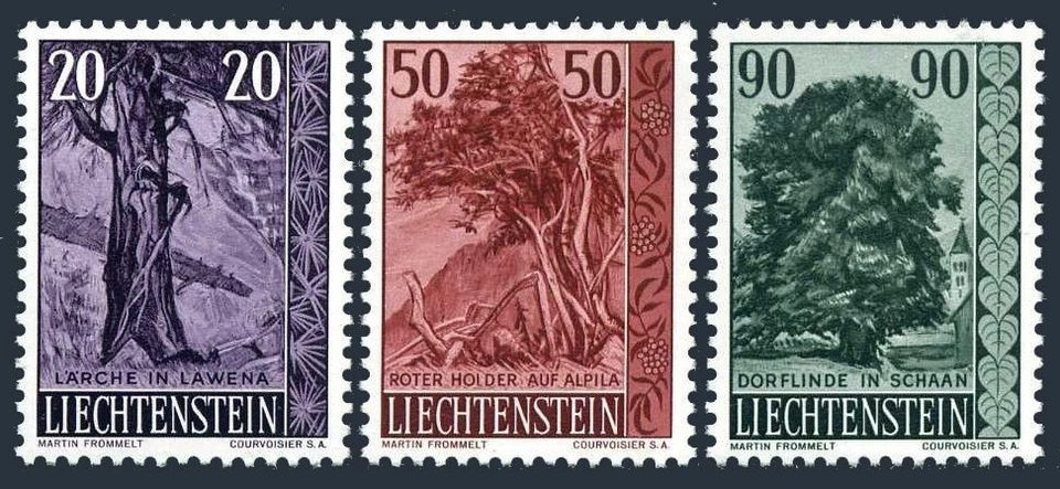 Liechtenstein 332-334,MNH.Michel 377-379. Tree-Bush 1959.Larche,Holly,Linden. - Image 1 of 1