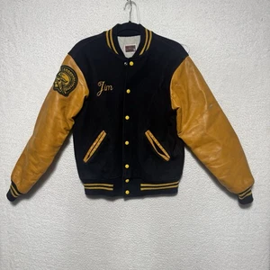 Vintage gekochte Wolle Leder Letterman College Jacke Jim Waverly Warriors lesen - Bild 1 von 6