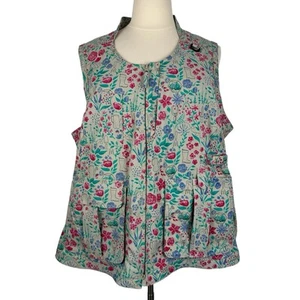 Duluth Trading Gardening Vest Womens 3X Floral Full Zip Heirloom Ripstop Pockets - Bild 1 von 14