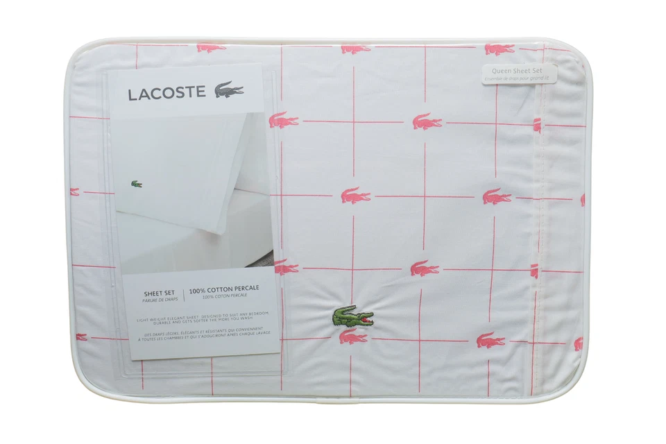Juego de sábanas Lacoste 100 % algodón percal Queen Slice rosa barroco Foto 1 de 4