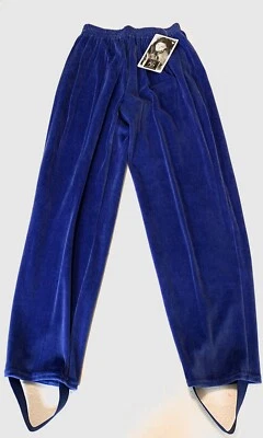 PANTALONES ESTRIBO TERCIOPELO AZUL VINTAGE AÑOS 80 KRISTIN PAIGE Ropa Deportiva S-M con Etiquetas RN 52469 Foto 1 de 4