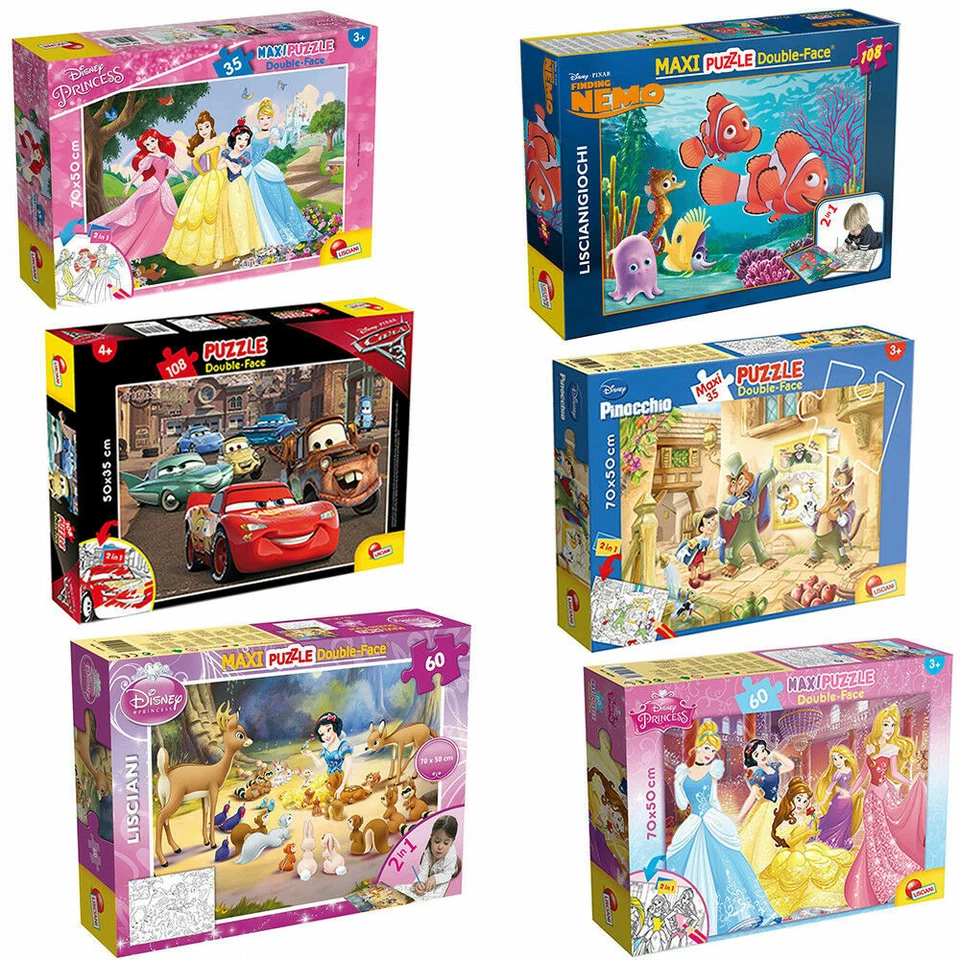 PUZZLE PER BAMBINI LISCIANI MAXI DOUBLE-FACE TAVOLA DISEGNO 70X50CM DISNEY PIXAR - Immagine 1 di 1