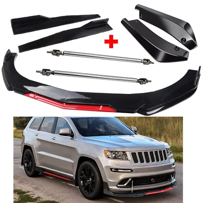 For Jeep Grand Cherokee Front Bumper Lip Splitter Spoiler Body Kit + Side Skirt Foto 1 de 4