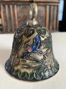 VINTAGE CLOISONNE BELL WITH BIRDS - Picture 1 of 5