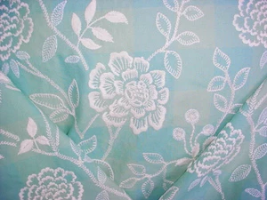 2Y Brunschwig Fils 8013112 Kinevine Embroidery Aqua Floral Upholstery Fabric - Picture 1 of 4