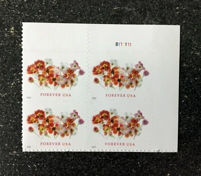 2022USA #5681 Forever Tulips - Plate Block of 4 - Mint NH - Image 1 of 4