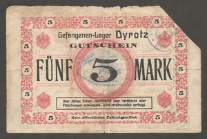 Germany - POW - Dyrotz; 5 Mark N.D. (1916); VG; T-182.30; Printer: H. S. Hermann - Picture 1 of 3