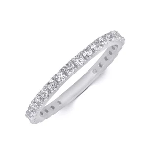 0.30 Carat CT Eternity Wedding Band Ring Solid Sterling Silver Size 5-9 - Picture 1 of 4