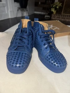 Christian Louboutin | Louis Flat Calf/Spikes High-Top Sneaker Blau 40,5 - Bild 1 von 9