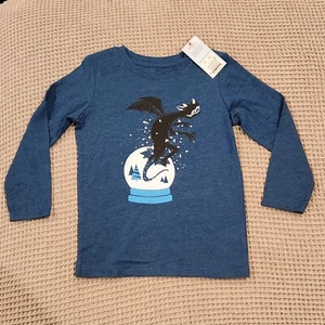 Cat & Jack Long Sleeve Dragon Shirt 5T Blue Casual Snow Globe NWT - Picture 1 of 4