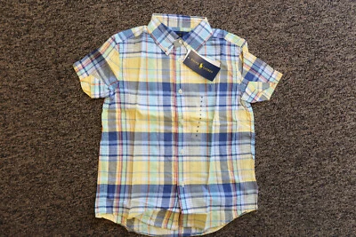 New Ralph Lauren Boy's Short Sleeve Button Down Shirt - Size 6 - Yellow Plaid - Image 1 of 4