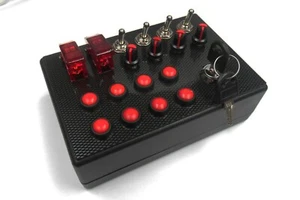 BBJ Sim Racing PC USB 27 Function Pro Series Button Box With Key Switch Red/Carb - Picture 1 of 9