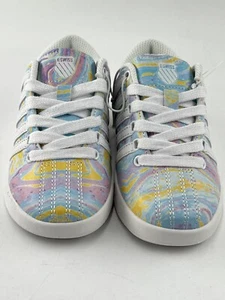 NEW K-SWISS Sneakers COURT PRO R CHILDREN'S Girls SZ 13 M -  MARBLE ALL OVER WHT - Picture 1 of 11