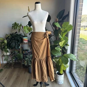 Seed Heritage Skirt NWOT Cotton Poplin Wrap Skirt Size 12 /L Brown Maxi - Bild 1 von 11