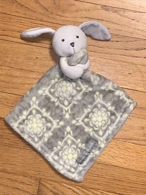 HTF Blankets & Beyond White Bunny Rabbit Gray Yellow Security Blanket/Lovey - Image 1 of 4