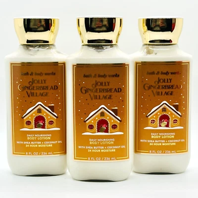 3-Pack Bath & Body Works JOLLY GINGERBREAD VILLAGE Daily Body Lotion 8 fl.oz - Image 1 of 4