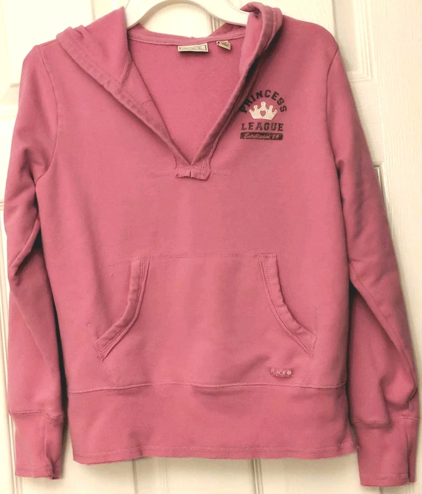 The Childrens Place SweatShirt Top Girls 12-14 Long Sleeve Hooded Pullover Pink - Image 1 of 4