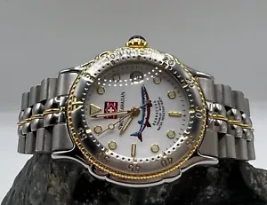 Swiss Hawaiian Barracuda Troubled Waters White Dial Silver/Gold Bezel 37mm Watch - Picture 1 of 3