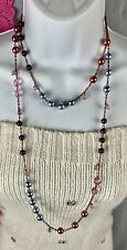 Costume Fashion Jewelry Necklace 16 in hang copper chain silver mauve bead 