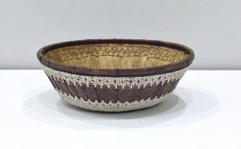 Basket Bali Indonesia Beaded Mirror Basket Cover