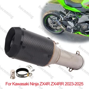 For Kawasaki Ninja ZX4R ZX4RR 2023 2024 2025 Exhaust Link Pipe Carbon Muffler - Picture 1 of 7