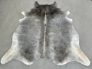 Cowhide Rugs Gray Real Hair on Cow Hide Skin Leather Area Rug 5.5 x 5.5 ft