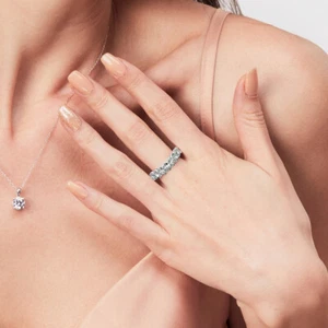 Eternity Ring 4CT Oval Lab Created Diamond 14K Gold H / SI1 - Picture 1 of 10