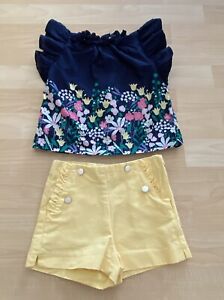 Girls 18-24 Months Janie & Jack A Sunny Outlook Floral Top Shirt & Yellow Shorts