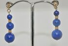 9Ct Gold Lapis Lazuli Ball Drop Earrings