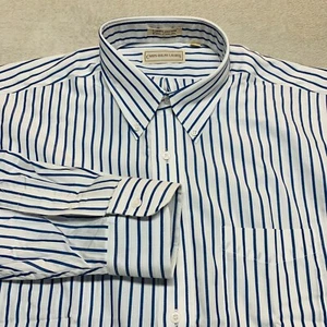 BRAND NEW Vintage 80's Ralph Lauren Chaps Blue Striped Dress Shirt Mens 16.5 34 - Picture 1 of 10
