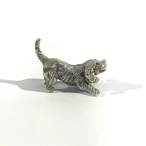 vintage solid silver dog miniature ,  hallmarked italian figurine Cover