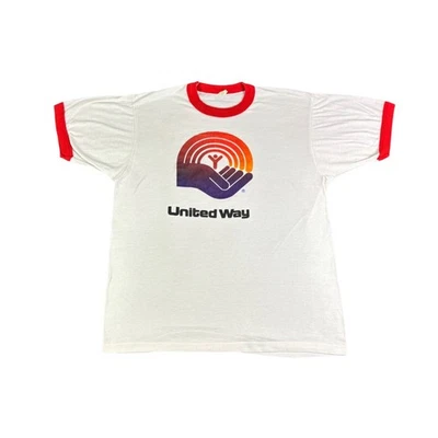 Camiseta de Colección United Way Arco Iris Logo Timbre XL Puntada Única Años 80 Estados Unidos Foto 1 de 4