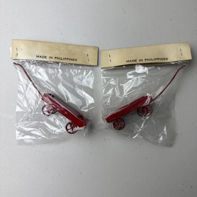 Vintage NOS Miniature Toy Red Wagon Dollhouse Accessories Metal - Lot of 2 - Image 1 of 4
