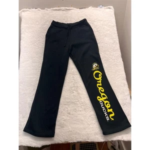 Oregon Ducks Sweatpants Womens M Black Yellow Fan Apparel Sportswear - Picture 1 of 5