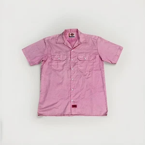Dickies RARE Pink Medium Men's Short Sleeve Work Button Up Shirt - Picture 1 of 7