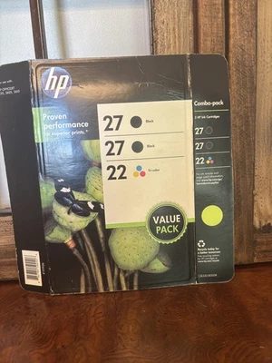Cartucce di inchiostro nero e tricolore originali HP 27 28 confezione combinata nuove mai aperte  - Immagine 1 di 3