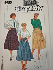 Falda Simplicity 6955 Talla 8 Costura Patrón Corte Sobre Dañado 1985 - Imagen 1 de 6