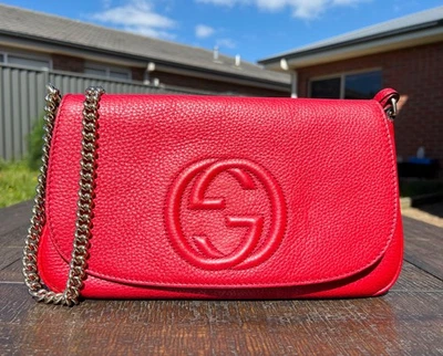 Authentic Gucci Soho Chain Crossbody Leather Medium Red Bag - Image 1 of 4