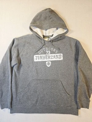 Moletom com capuz vintage Timberland masculino tamanho pequeno soletrar ajuste largo cinza - Imagem 1 de 4
